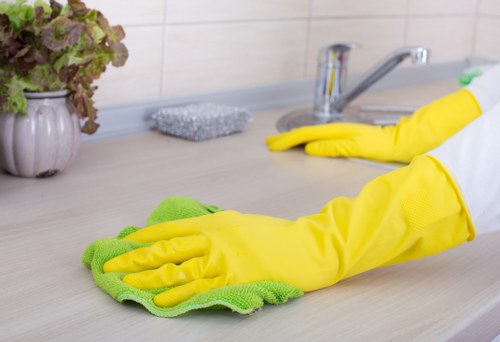 Office cleaner in Croydon maintaining a tidy workspace