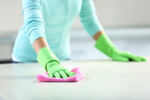 Technician carrying out insured carpet cleaning with careful on-site procedures