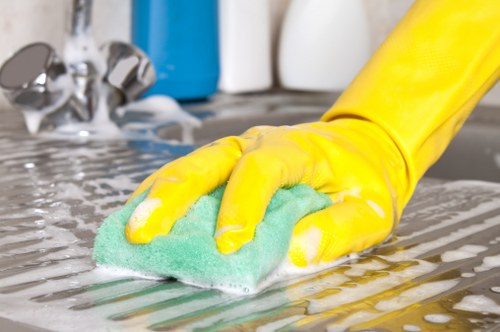 Commercial cleaning team sanitising office surfaces in Croydon