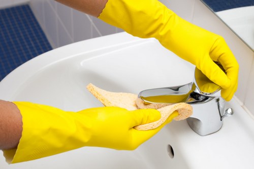 Technician using equipment for sofa cleaning in Croydon